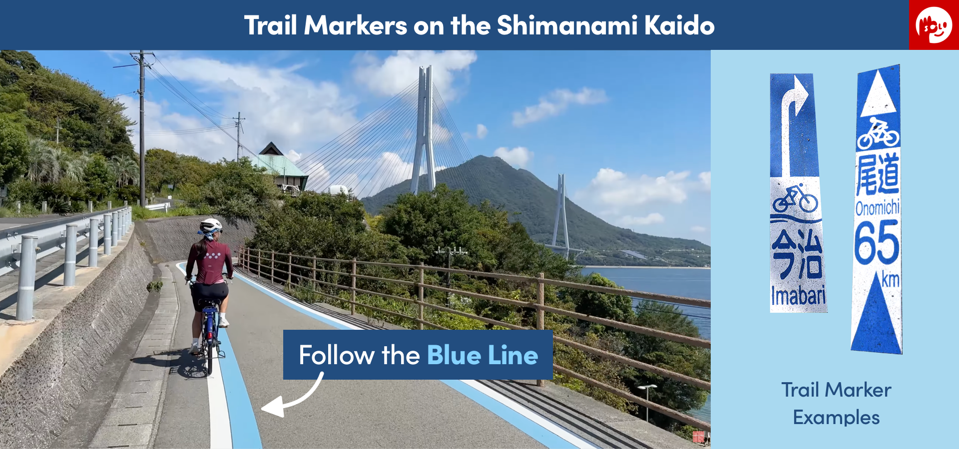 Shimanami Kaido Route Marker - Blue Line