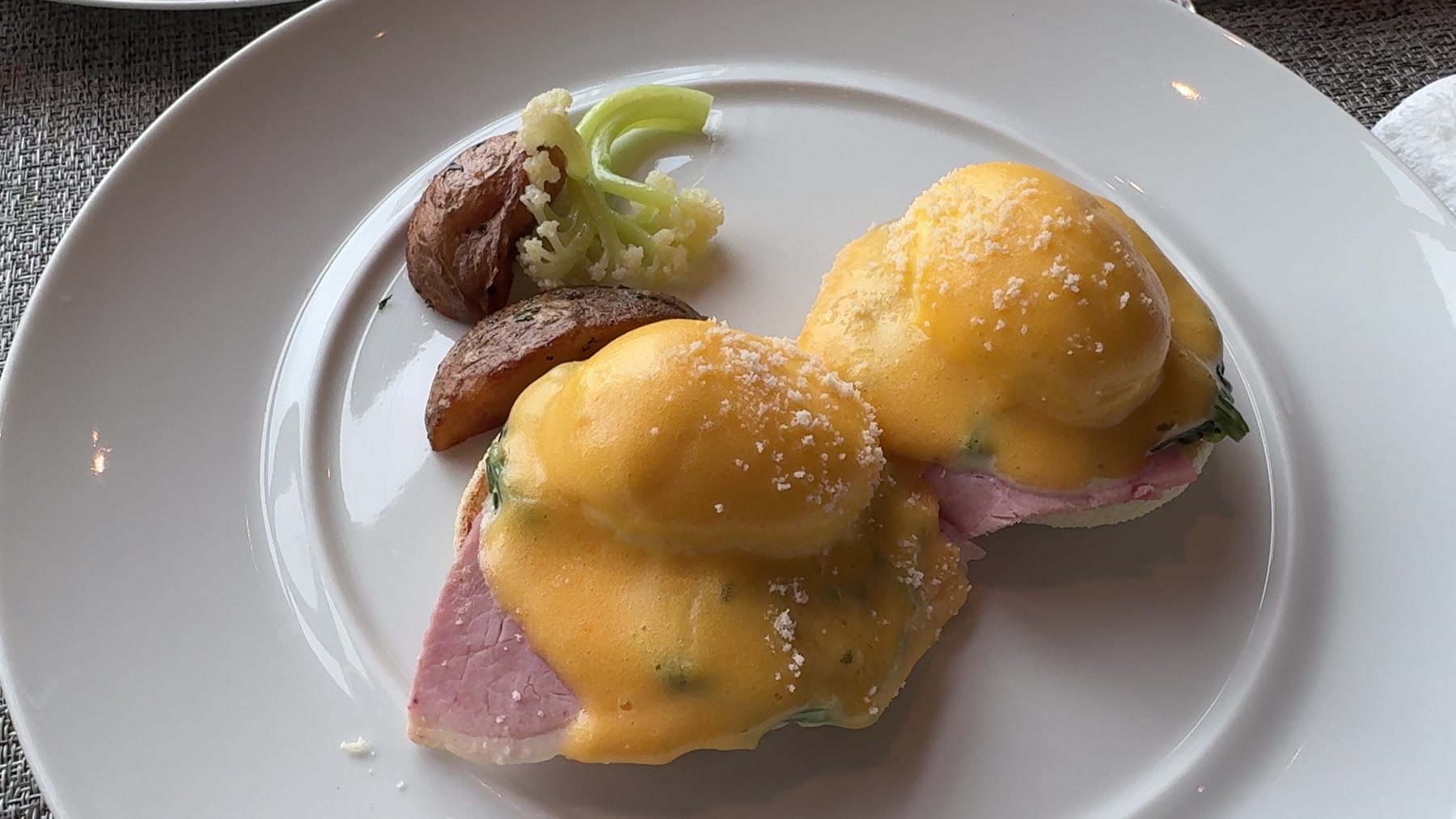 Eggs Benedict served at breakfast