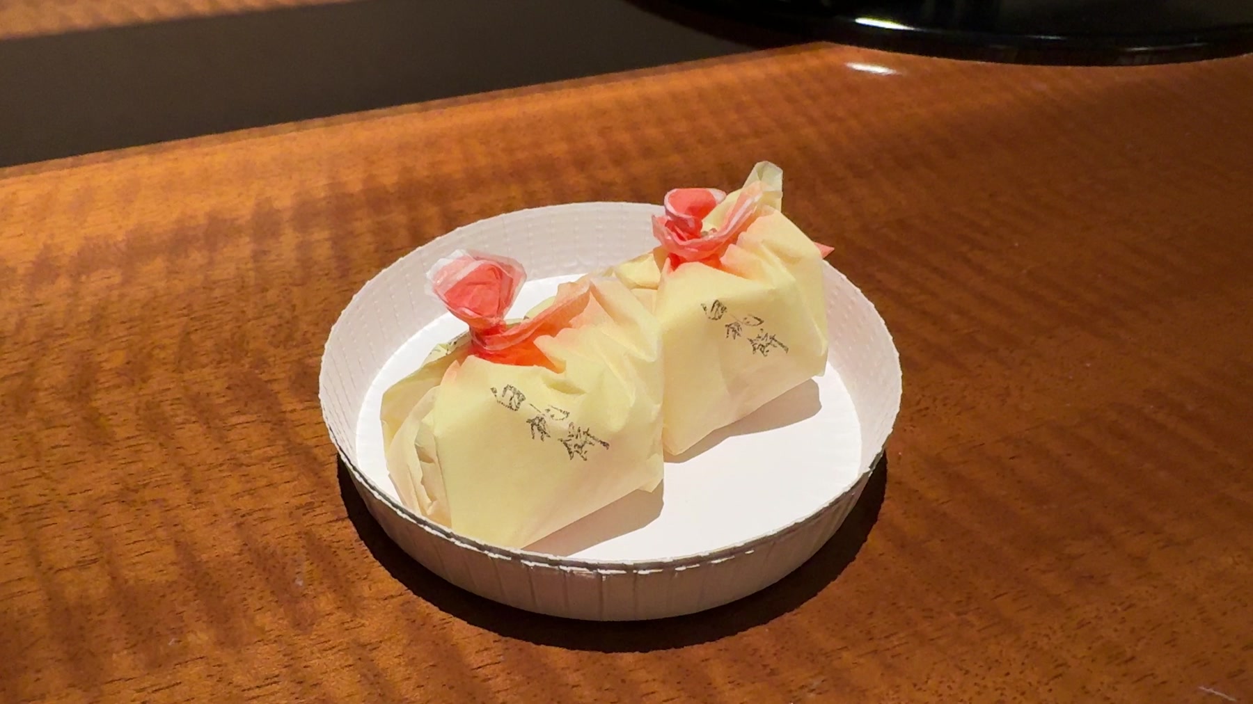 Individually wrapped wagashi from K. Minamoto, provided during turndown at Mandarin Oriental Tokyo