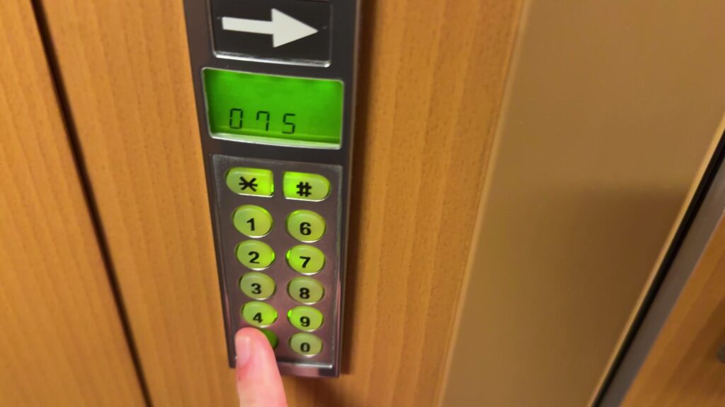 Setting the combination lock on the Sunrise Express private cabin door